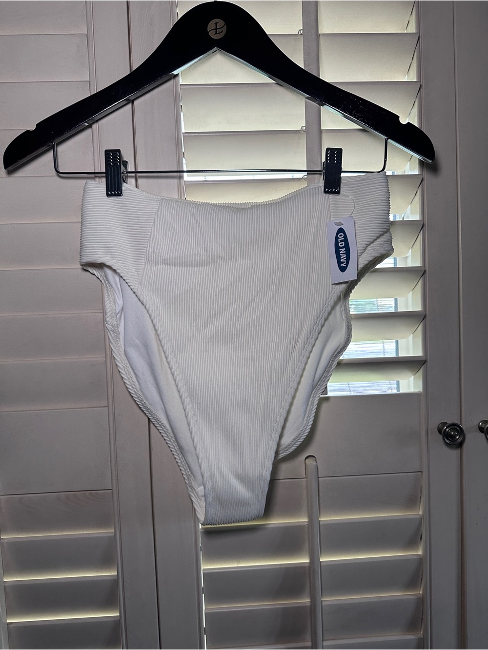 Old Navy White Ribbed High-Cut Bikini Bottoms. NWT